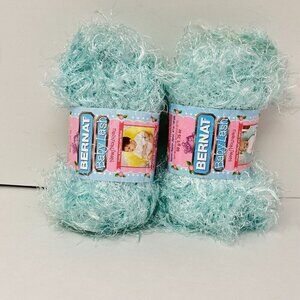 Bernat Baby Lash Yarn Lot 2 50 Grams 1.75 oz Gentle Green Blue 161067 Soft
